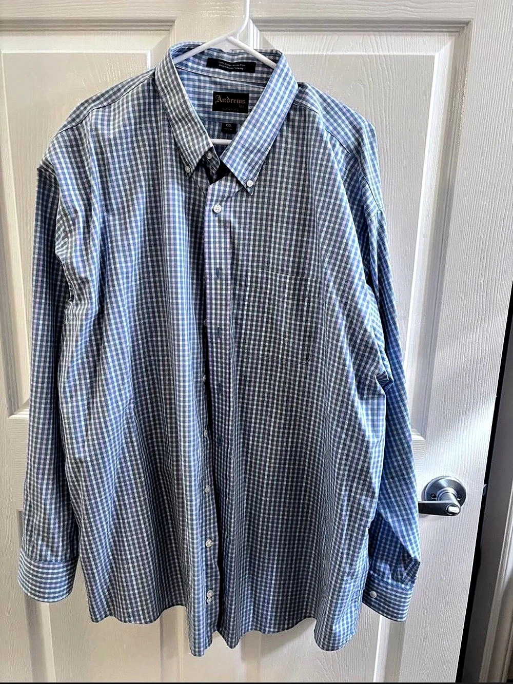 AndrewsInc Gingham Cotton Dress Shirt Size XXL Like New